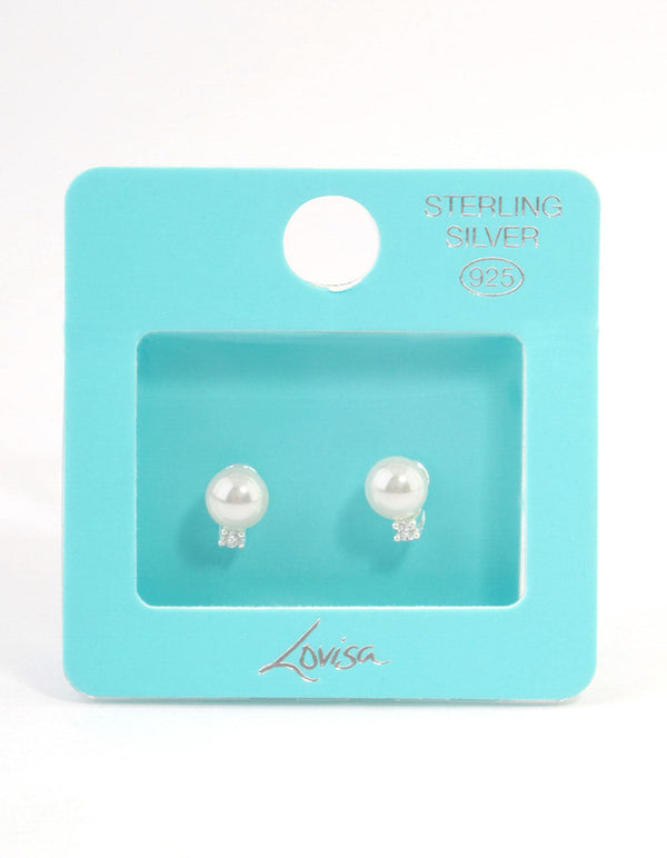 Silver Classic Diamante & Pearl Hook Drop Earrings - Lovisa